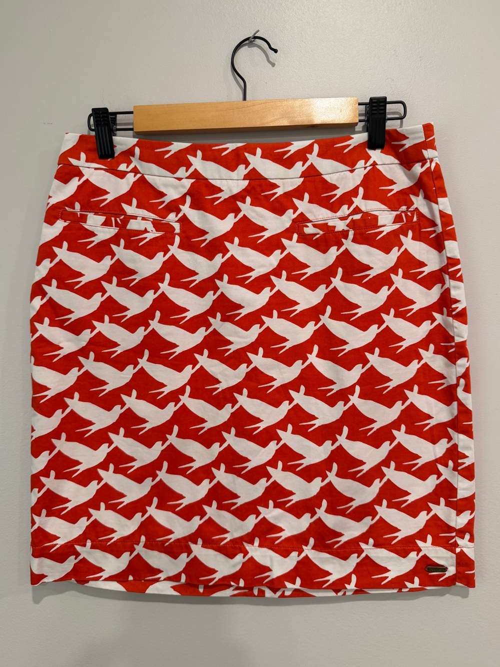 Hatley Shore Birds Sateen Short Pencil Skirt Lined Size US4
